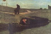 Vincent Van Gogh Peat Boat with Two Figures (nn04) oil painting